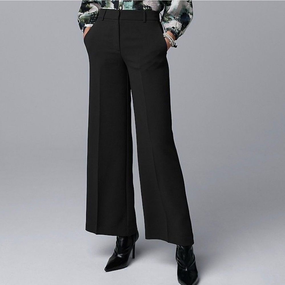 Simply Vera Wang Professional Crepe Wide Leg Trousers Black Size 6